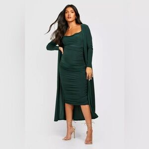 NWOT MATERNITY STRAPPY COWL NECK DRESS AND DUSTER